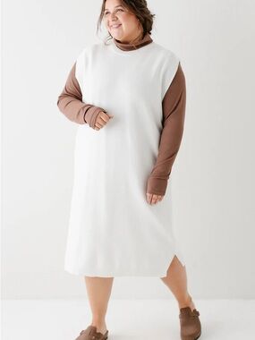 The Main Street Exchange Sleeveless Knit Shift Dress in White 3XL NEW